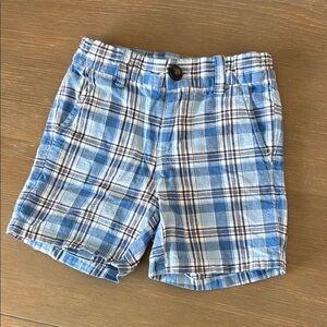 Janie and Jack Blue and White Plaid Adjustable Waist Shorts 2T